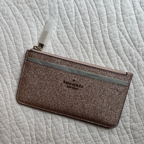 Kate Spade Wallet Large Slim Card Holder Glitter in Rose Gold - Picture 6 of 8